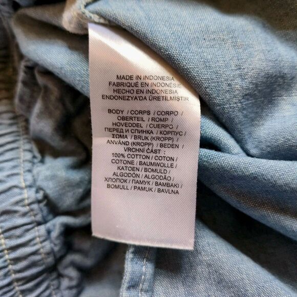 LRL Ralph Lauren Womens 6 Wide Leg Pant Chambray Blue Paperbag Drawstring Pocket - Picture 12 of 13